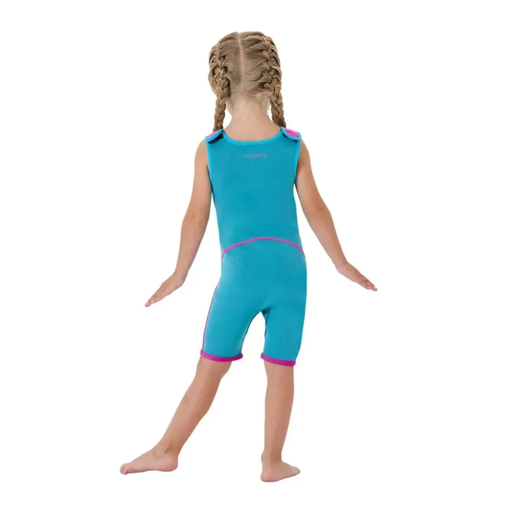 🩱 Goldfin Girls One-Piece Swimsuit – Size 10 – Cyan Blue – NEW Without Tags